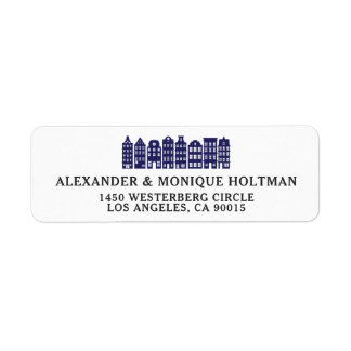 Amsterdam Canal Houses Dutch Blue Return Address Label