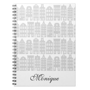 Amsterdam Canal Houses Dutch Personalized Silver Notebook