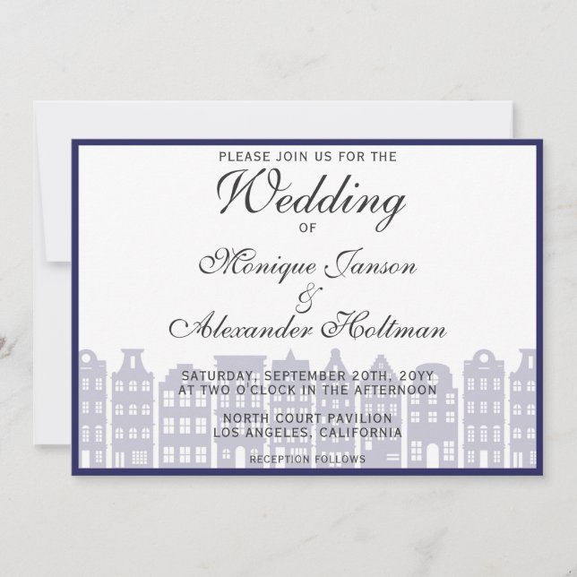 Amsterdam Canal Houses Dutch Wedding Invitation (Front)