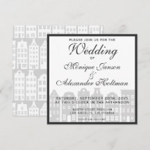 Amsterdam Canal Houses Dutch Wedding Invitation