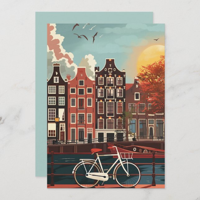 Amsterdam Canal Houses Invitation (Front/Back)