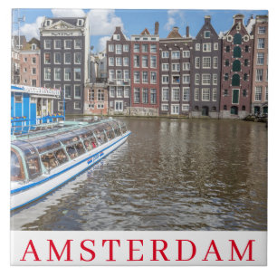 Amsterdam canal houses view ceramic tile