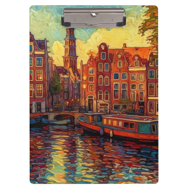 Amsterdam Canal Pulse | Rhythmic Dutch Art Clipboard (Front)