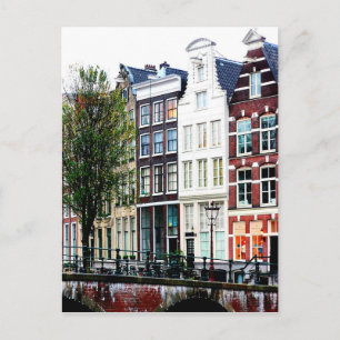 Amsterdam Canal Rainy Spring Day Postcard