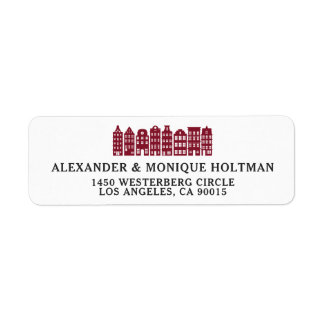 Amsterdam Canal Row House Dutch Red Return Address Label
