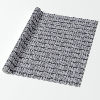 Amsterdam Canal Row Houses Charcoal Silver Pattern Wrapping Paper