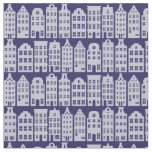 Amsterdam Canal Row Houses Cobalt Blue Pattern Fabric