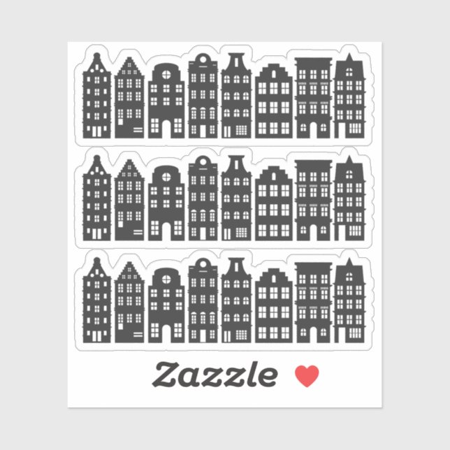 Amsterdam Canal Row Houses Dutch Grachtenpanden Sticker (Sheet)