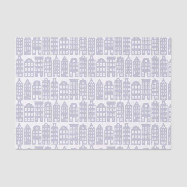 Amsterdam Canal Row Houses Light Blue Pattern Tissue Paper (Front)