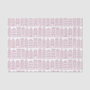 Amsterdam Canal Row Houses Light Red White Pattern Tissue Paper