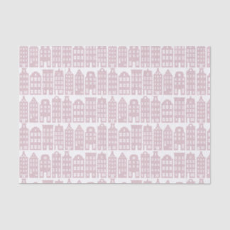 Amsterdam Canal Row Houses Light Red White Pattern Tissue Paper