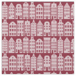 Amsterdam Canal Row Houses Marsala Red Pattern Fabric