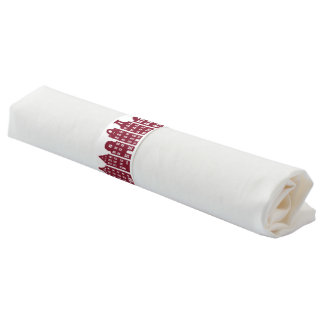 Amsterdam Canal Row Houses Marsala Red Pattern Napkin Bands
