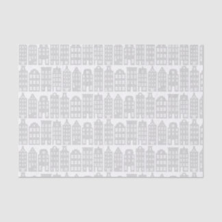 Amsterdam Canal Row Houses Silver & White Pattern Tissue Paper