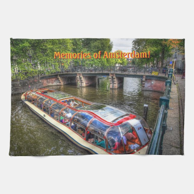 Amsterdam Canal Scene, Tours of Amsterdam Towel (Horizontal)