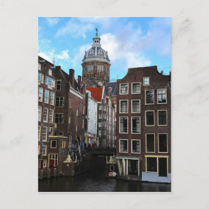 Amsterdam Canal Sunny Day De Wallen Postcard