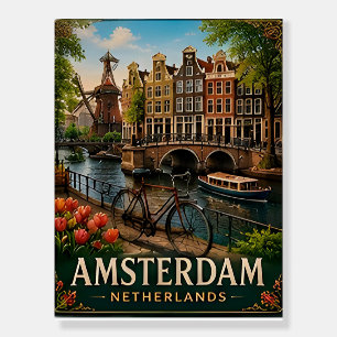 🧲 Amsterdam Canal Vacation Memory Netherlands 🚲 Foam Board