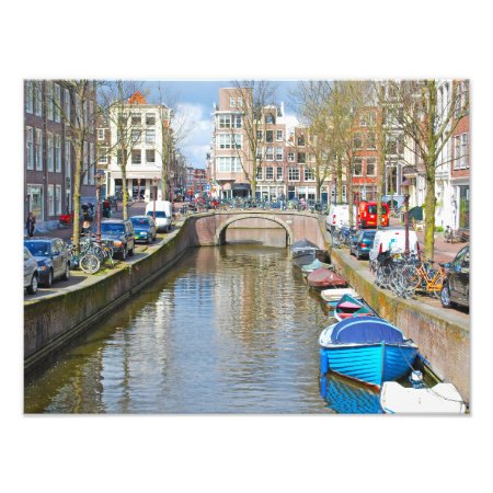 Amsterdam Canal With Boats Photo Print