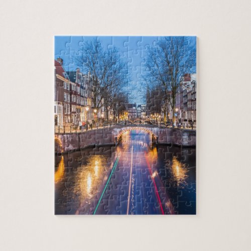 Amsterdam Canals at Night Jigsaw Puzzle