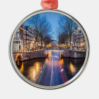 Amsterdam Canals at Night Metal Ornament