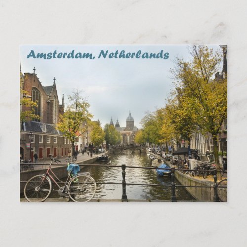 Amsterdam Canals in the Autumn Postacrd Postcard