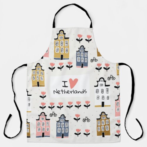 Amsterdam city architecture bicycles tulips seamle apron