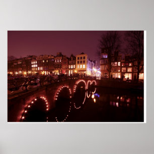 Amsterdam city by night in the Netherlands Poster
