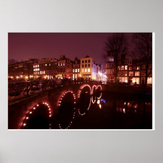 Amsterdam city by night in the Netherlands Poster
