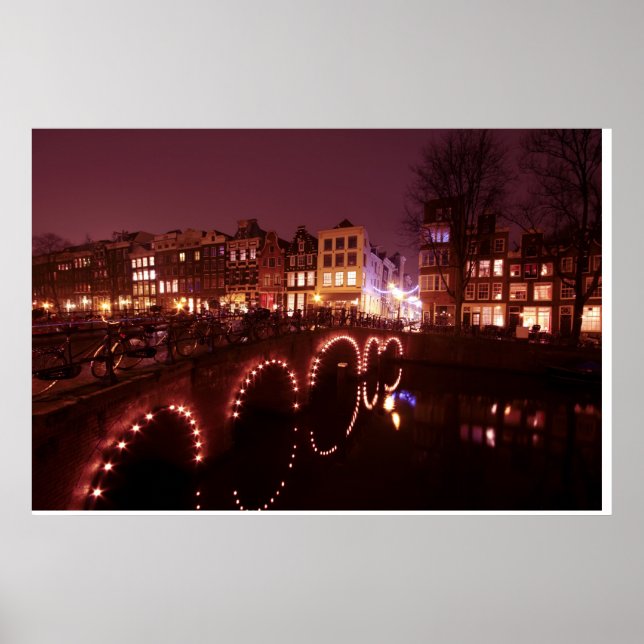 Amsterdam city by night in the Netherlands Poster (Front)