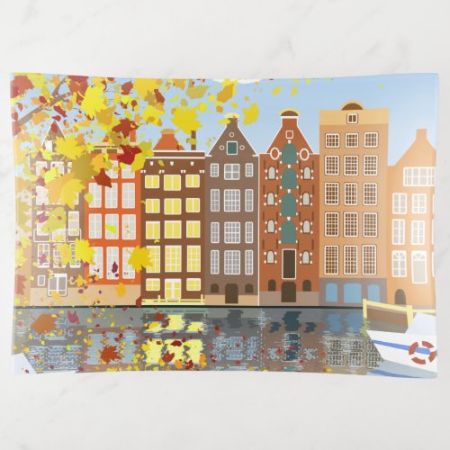 Amsterdam City Canal Autumn Colorful Trinket Tray