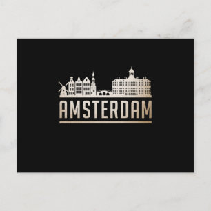 Amsterdam City Cityscape Skyline Funny Gift Idea Postcard