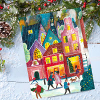 Amsterdam city in the snow illustration Christmas