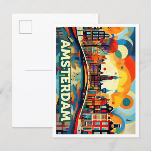 Amsterdam City Netherlands artistic colorful Postcard