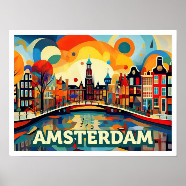 Amsterdam City Netherlands artistic colorful Poster (Front)