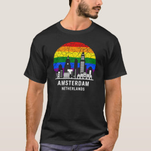 Amsterdam City Netherlands Rainbow Flag T-Shirt