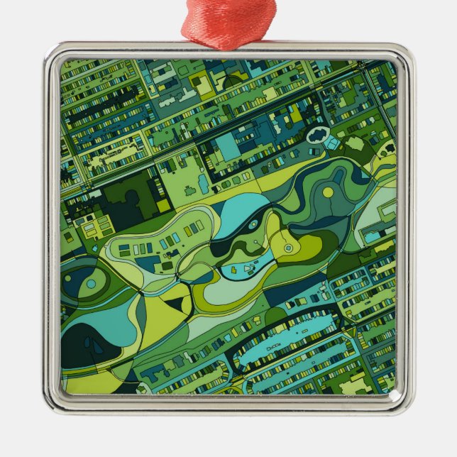 Amsterdam City Structure Map Metal Ornament (Front)