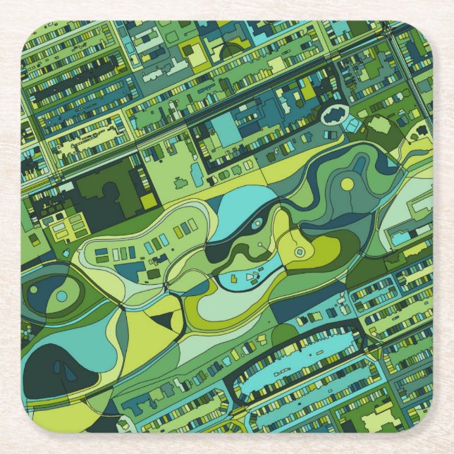 Amsterdam City Structure Map Square Paper Coaster (Front)