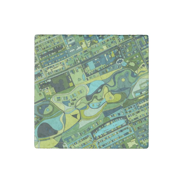 Amsterdam City Structure Map Stone Magnet (Front)