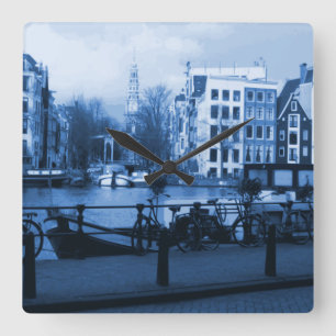 Amsterdam City View Delftware-Style Wall Clock