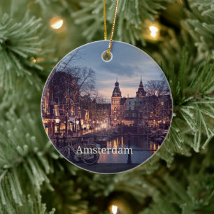 Amsterdam cityscape photograph ceramic ornament