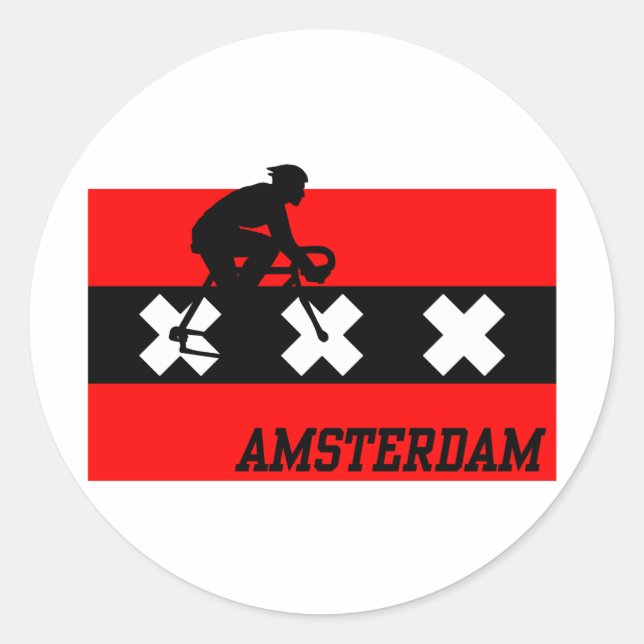 Amsterdam Cycling Male Classic Round Sticker (Front)
