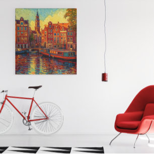 Amsterdam Dusk   Dutch Expressionist Art Poster