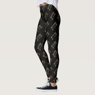 Amsterdam Dutch Black and Gold Look Typography Leggings