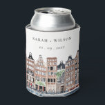 Amsterdam Dutch Canal Watercolor Landscape Wedding Can Cooler<br><div class="desc">Amsterdam Dutch Canal Watercolor Landscape Theme Collection.- it's an elegant script watercolor Illustration of Canal Houses,  bikes,  Dutch Amsterdam landscape,  perfect for your Dutch destination wedding & parties. It’s very easy to customize,  with your personal details. If you need any other matching product or customization,  kindly message via Zazzle.</div>