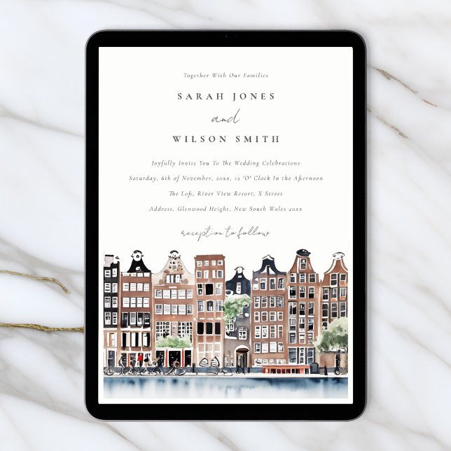 サイン・イラスト入　エド・ヴァン・デル・エルスケン AMSTERDAM? amsterdam_dutch_canal_watercol