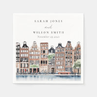 Amsterdam Dutch Canal Watercolor Landscape Wedding