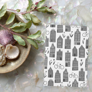 Amsterdam Dutch Houses Tulip Bikes Charming Black Passport Holder