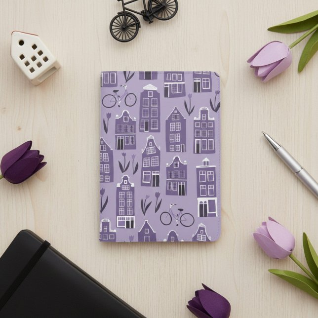 Amsterdam Dutch Houses Tulip Bikes Charming Purple Passport Holder (Amsterdam Dutch Houses Tulip Bikes Charming Purple Passport Holder
)