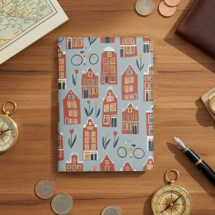 Amsterdam Dutch Houses Tulips Bikes Charming Passport Holder