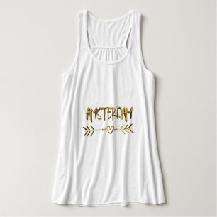 Amsterdam Dutch Love Gold Look Typography Elegant Tank Top